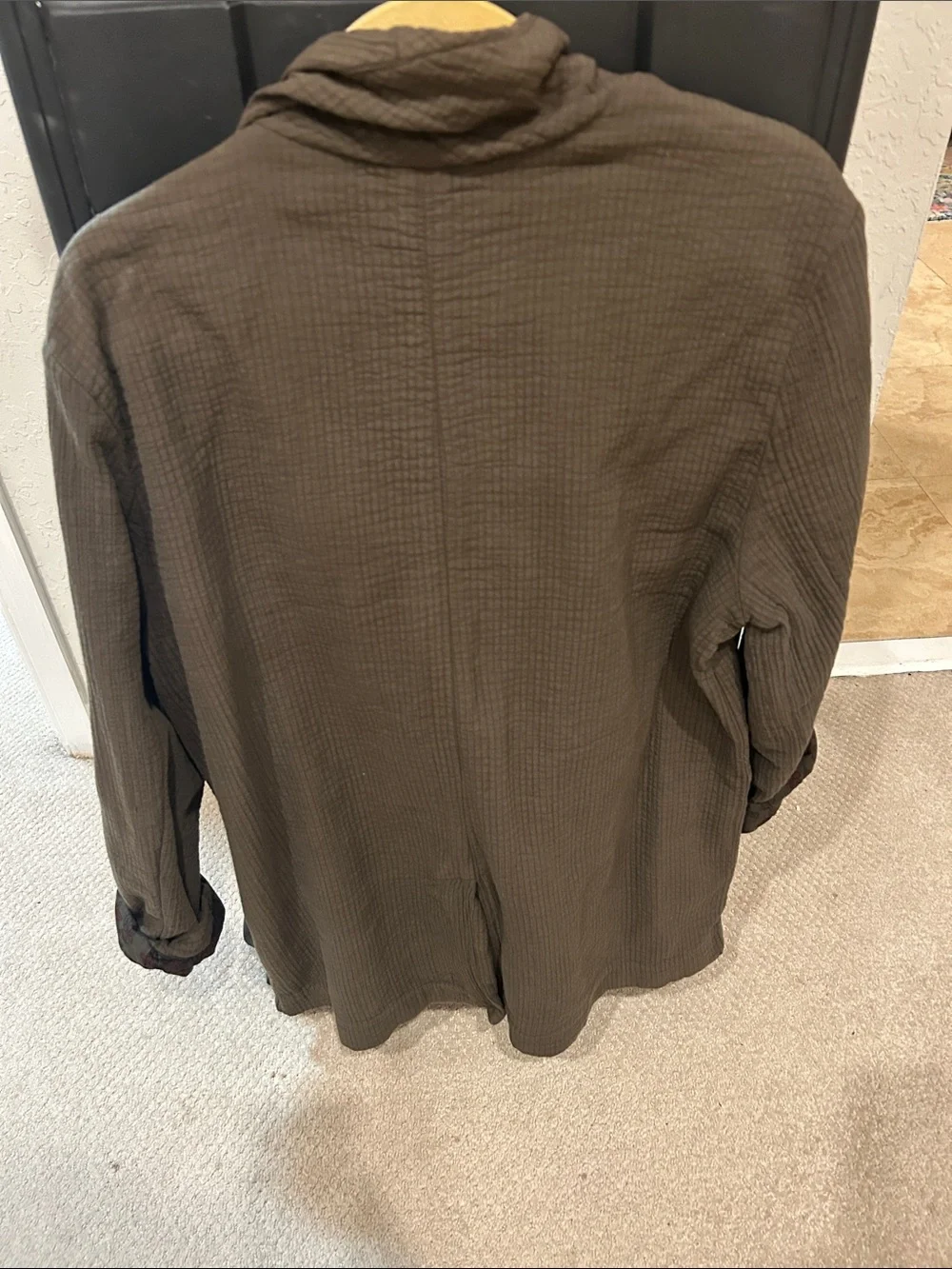 Free People Olive Shawl-Collar Lightweight Jacket